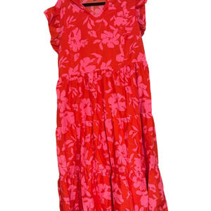 NWOT Shein Floral Red and Pink Long Dress